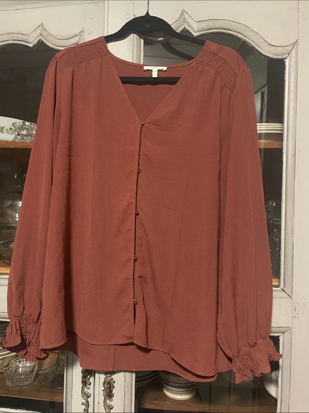 Maurices Brick Rust Button-Front Blouse